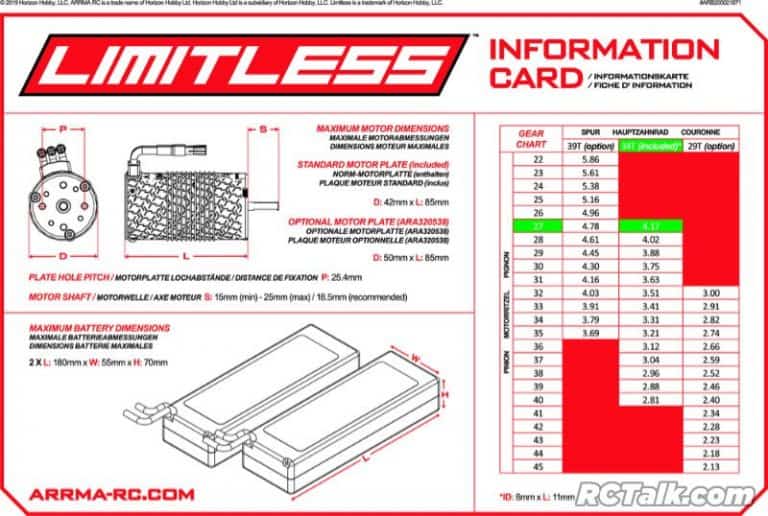 arrma limitless motor size